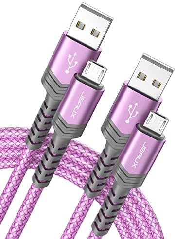 JSAUX Micro USB Kabel [2M 2 Pack], 3A Nylon USB Ladekabel für Android Smartphones kompatibel mit Samsung S7 Edge/S7/S6 Edge/S6/S4/S3/J3/J7, Huawei P9/P10 Lite, HTC, Kindle, Nokia, PS4 und mehr (Lila)