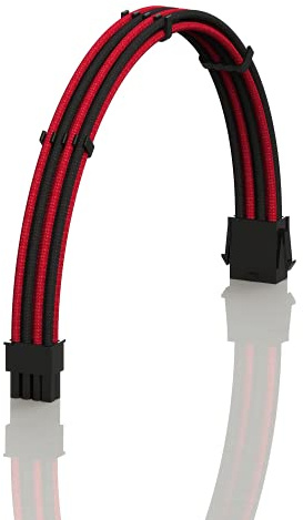 LINKUP - AVA 30cm 8-Poliges (4+4) CPU-ATX-Motherboard-Netzteil Geflochtene Benutzerdefinierte Mod-PC-Verlängerungskabel mit Kämmen | Einzelpackung | 300mm - Rot Schwarz