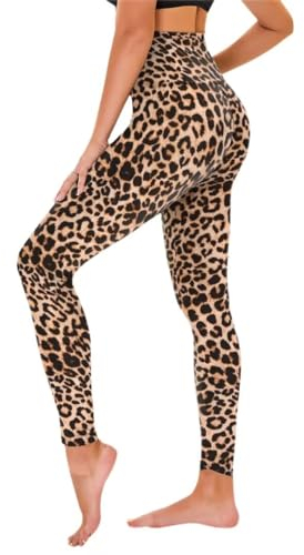 TNNZEET High Waist Leggings Damen Elastische Leggins Weiche Sporthose für Sport Gym,Leopard,XXL