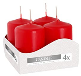 Nipter Votivkerzen Stumpenkerzen Rot Adventkerzen, Durchmesser ca. 3,5 cm, Höhe 6 cm, geruchsneutral, Brenndauer 7h, Set 20 Stück (5 Boxen)
