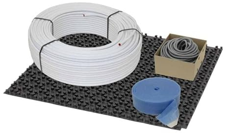 Fußbodenheizung Warmwasser Set 90m² Noppensystem 11 mm Dämmplatte Alu-Verbund Rohr VA10 Zubehör
