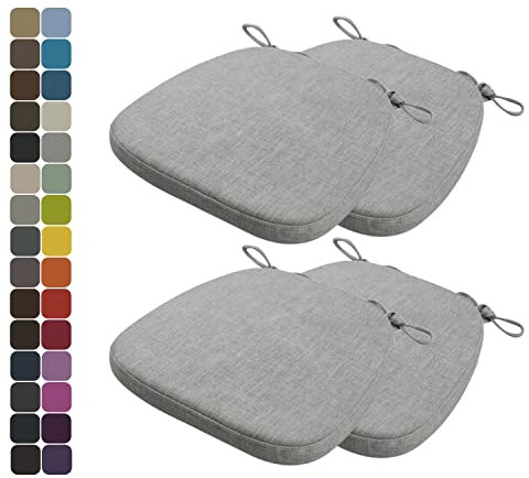 Kimgull 4er Set Stuhlkissen mit Bändern Bequeme Waschbare Rutschfestes Sitzkissen Ideal für zu Hause und Gartendekoration, viele Farben und Größen zur Auswahl (43x42x5CM Grau)