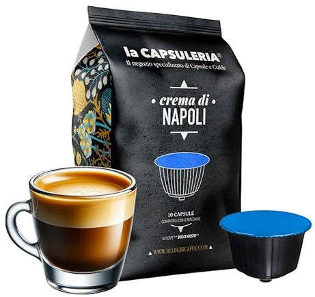Café CREMA DI NAPOLI (80 Capsules) compatible avec Nescafé Dolce Gusto, Lot de 8 x 10 Capsules (80 portions tot) - la Capsuleria