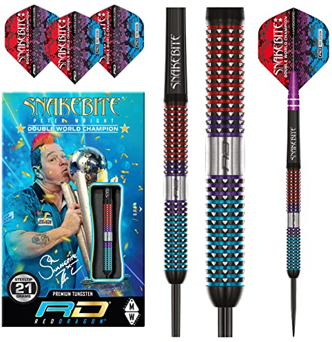 RED DRAGON Peter Snakebite Wright Spirit 21 Gramm Premium Tungsten Darts Set mit Flights und Stielen