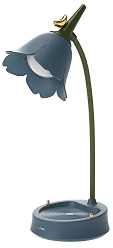 BomKra Schreibtischlampe Kinder Dimmbare LED Tischlampe mit 3 Farbtemperaturen, USB Wiederaufladbare Leselampe mit Touchsensor und Flexibles Arm, Cute Nachttischlampe Kawaii Room Decor (Blau)