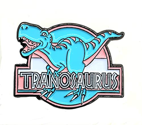 Broche SNS Components Trans Pride Dinosaure Tyrannosaures Rex LGBT Transsexuel en Métal Émaillé Rose, Rétro, Unisex