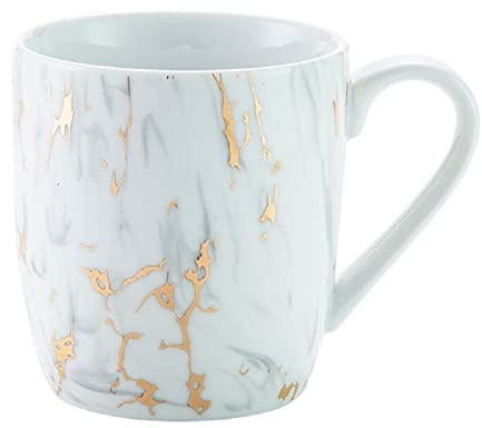 FülleMore Porzellan Kaffeetasse Kaffeebecher mit Luxus Gold Marmor Optik,380ml Kakaotasse ø9 x H10cm Geschenk Teetasse zum Geburtstag Muttertag Valentinstag Weihnachten