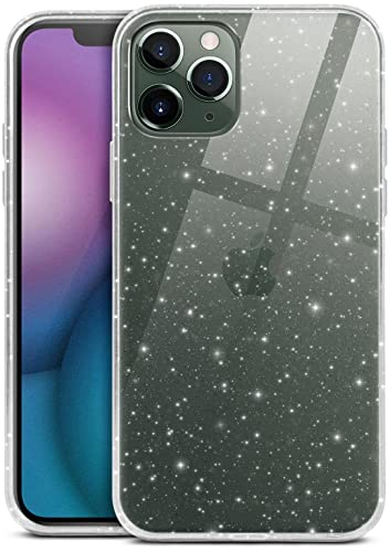 moex Sparky Case - Cover per iPhone 11 Pro con effetto glitter in silicone, sottile e morbida, trasparente, con design scintillante, trasparente