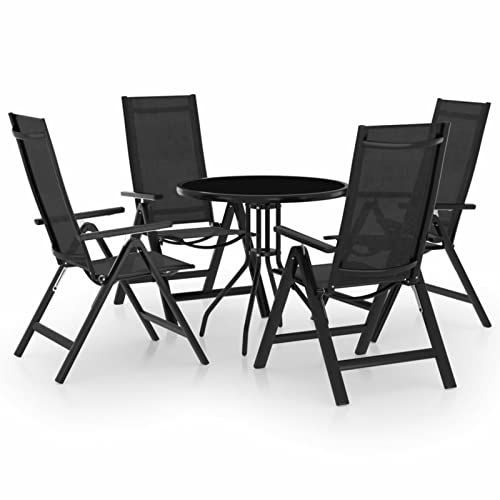 Chusui 5-TLG. Bistro-Set, Bistrotisch Mit 2 Stühlen, Gartenset Tisch Und Stühle, Balkontisch Klein, Bistroset, Schwarz und Anthrazit