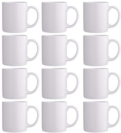 GBHOME 12 OZ Off White Coffee Mugs, Ceramic Coffee Mugs with Large Handle for Man, Woman, Light Weight Coffee Mugs Set of 12 for Latte/Cappuccino/Cocoa/Milk, Dishwasher & Microwave Safe