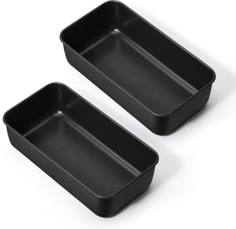 Homikit Kastenform 2er Set, Edelstahl Brotbackform mit Schwarz Antihaftbeschichtung, Rechteckige Brotform Königskuchenform Brotbackformen für Brot/Kuchen/Toast, 23,3 * 12,7 * 6,3 cm