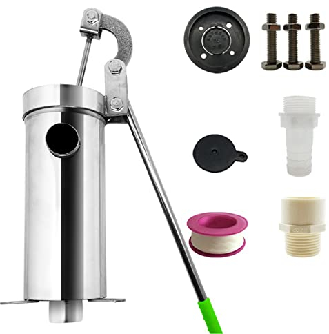 Manuelle Wasserpumpe Stielpumpe Handbrunnenpumpe Edelstahl Grundwasser Tiefbrunnenpumpen für 10m Grundwasser, Stielpumpe Komplettset, Wasserpumpe Hand