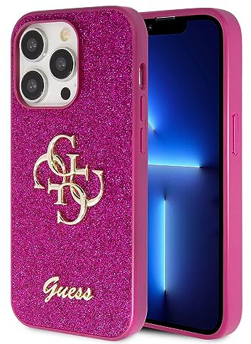 CG MOBILE Guess Funda PU Brillo Fijo con Logotipo Grande de Metal 4G Púrpura