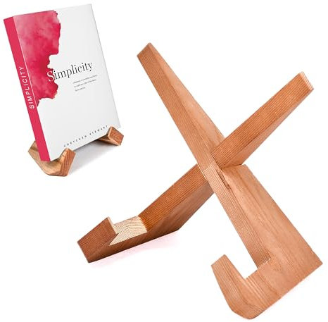 Regal Trunk & Co. Support de livre de cuisine en bois – Support décoratif pour livre de recettes de ferme pour cuisine – Support de livre en bois pour magazines, tablettes, présentoirs d'artisanat, di