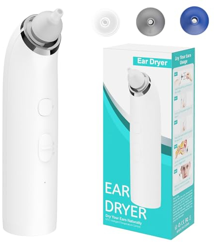 Warmluft Ohrtrockner für Schwimmer - Elektrischer Ohrentrockner, Wiederaufladbarer Ohrentrocknungs- Wasserentferner zum Schwimmen, Duschen und für Hörgeräte - Wird mit 3 Ohrentrocknungsspitzen