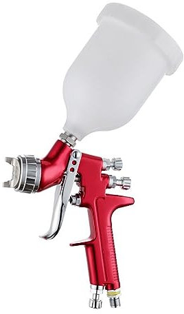 PHLeaz Pistola a spruzzo professionale Ugello da 1,3 mm Alta atomizzazione Pistola per carrozzeria e vernice Bombola spray da 600 cc Rosso e blu (Color : A)