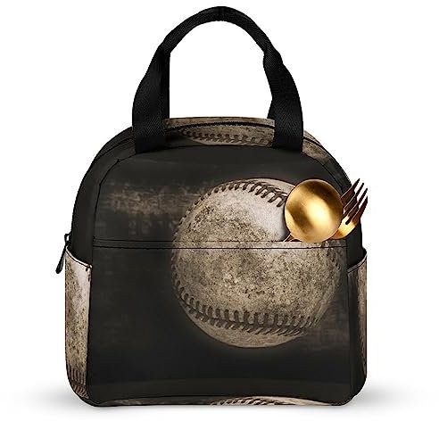 FWJZDSP Isolierte Lunchtasche im Vintage-Stil, wiederverwendbar mit Tasche, große, auslaufsichere Lunchbox aus Holz, Thermo-Kühlbox, tragbar, für Arbeit, Picknick, Reisen im Freien
