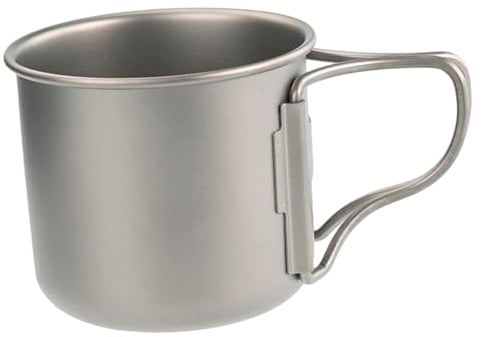 Tasse en Titane avec Poignée Pliante, Tasse d'eau de 200ml pour La Randonnée, Le Bureau et La Maison