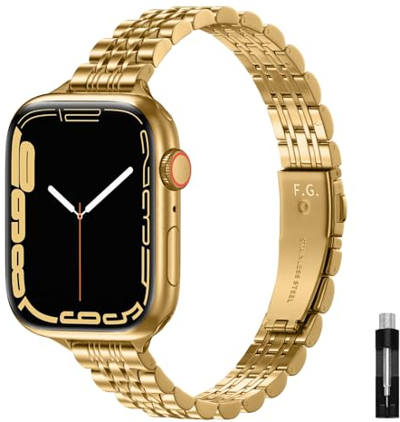 Fullmosa Schlankes Armband Kompatibel mit Apple Watch 46mm(Series 10) 44mm 45mm 42mm 49mm, Elegant Metallarmband für iwatch SE Series 10 9 8 7 6 5 4 3 2 1 Ultra 2 Damen