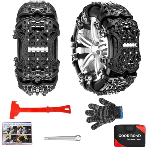 Schneeketten, 6 Stück Universal Autokette Rutschfeste Reifen, Auto-Anti-Rutsch-Schneeketten, Auto Schneeketten für Volvo S90 V90 XC60 XC40 Reifenbreite 165-275mm,A/Black
