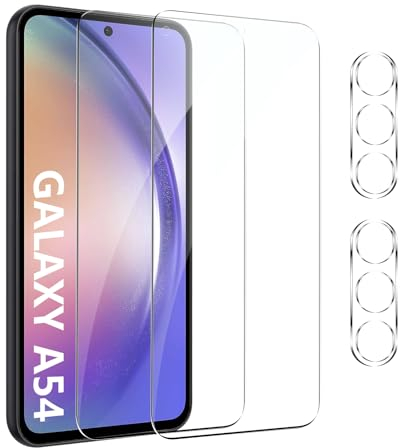 [2+2 Piezas]Protector de Pantalla Compatible con Samsung Galaxy A54 5G,Cristal Templado Película Vidrio Templado 9H Alta Definicion Glass Screen Protector