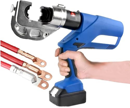 Dfdieratve Hydraulische Crimpzange, Wiederaufladbar, Hydraulisches Crimp-Kabel-Crimpwerkzeug zum Anschließen, für 16–400 mm² Kupferkabelschuhe und Aluminiumkabelschuhe,Screendigitaldisplay