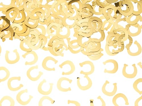 Konfetti Hufeisen ca.15g - Streudeko für Kindergeburtstag Geburtstag Pferde Party - Tischkonfetti zum Streuen Dekorieren Basteln - Geburtstagsdeko Partydeko & Tischdeko - Gold