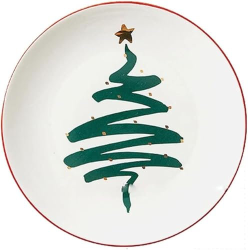 Teller Weihnachten Geschirr Set Teller und Schalen Geschirr Dekoration Kaffeetassen Teller Set Keramik Xmas Set Porzellan Teller (B)