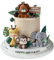 19pcs Safari Animal Cake Topper - Jungle Wild Cake Toppers with Leaves Balls Cake Decorations for Safari Animals Themed Birthday Boy Girl Baby Shower Party Decorations