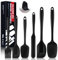 6 Pièces Spatule Silicone Cuisine, Demi Spatule, Grande & Mini Spatule Pâtisserie sans Soudure, Résistant à la Chaleur de Anti-adhé, Ne Raye Pas Les Casseroles, pour Pâtisserie et Cuisine (Noir)