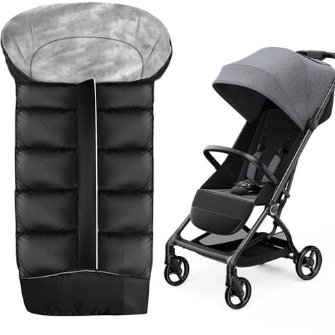 Fußsack Winterfußsack für Kinderwagen, Universelle Baby Fusssack Buggy Winter mit Reißverschluss, Reflektorstreifen, Wasserdicht für Sportwagen Jogger Buggy, Schwarz