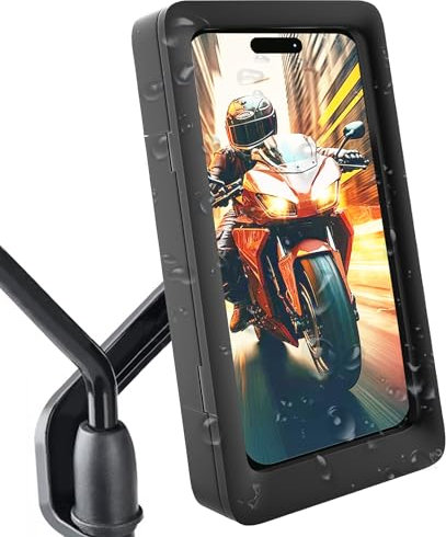 Porta cellulare scooter impermeabile Custodia compatibile con smartphone fino a 7,5 con finestrino posteriore fissaggio infrangibile e sicuro allo specchietto retrovisore