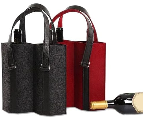 Aipeeo 2 Stück Flaschentasche,Wiederverwendbare Flaschentüten,Männerhandtasche Getränketasche,Geschenktüten,Wein Geschenkbeutel,für Wein Prosecco und Champagner,Rot und Schwarz