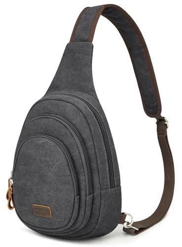 S-ZONE Unisex RFID Crossbody Sling Rucksack Wasserabweisendes Canvas Mittelgroße Brusttasche Schulterrucksack Umhängetasche zum Wandern Outdoor Sports Reise