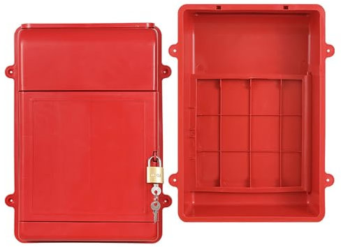 Post Box, Postkasten, Briefkästen Für Außen, Briefkasten Aus Kunststoff Ohne Rückseite, Hohles Design Auf Der Rückseite, Robust Und Langlebig, Geeignet Für Den Gebrauch Zu Hause, In Der Schule(Red)