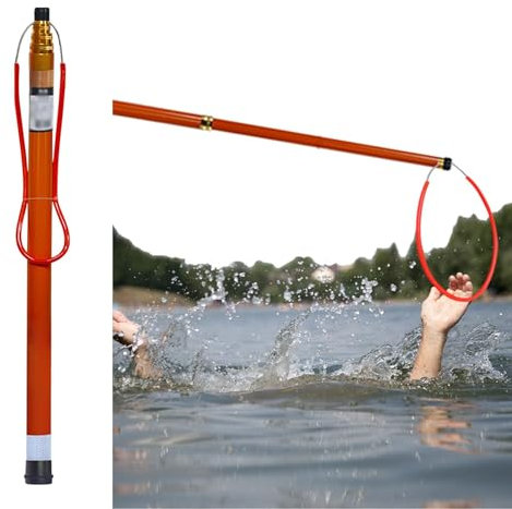 Perche Piscine Perche de Sauvetage en Fibre de Verre Épaissie avec Crochet, Perche de Piscine Télescopique pour Le Sauvetage D'urgence, Accessoires D'équipement de Sécurité de Piscine Portables(1.2m~1