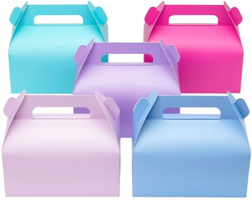 UnicoPak 10 Pack Pastel Party Food Boxes Colorful Party Bags Boxes for Sweets Treats Lunch Goodie Cookie Toys for Kids Birthday Party, 16.5x9x10 cm