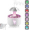 Humidifier for Bedroom, 7-Color Rotating Umbrella Humidifier, Rain Sounds White Noise Air Humidifiers with Remote & Timer, Humidifier Aroma Diffuser for Bedroom Desk, Auto Shut Off, 300ML (White)