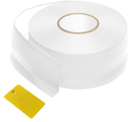 Jyvex Plinthe souple autocollante 50 x 20 mm (7 m), plinthe de cuisine blanche, plinthe autocollante pour cuisine et salle de bain, profilé d'angle en plastique PVC, plinthe flexible
