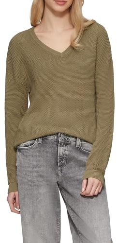QS Pullover mit Strukturmuster und V-Ausschnitt