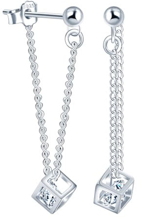 MOOFUN Hanged Würfel Ohrstecker,Damen Ohrringe Stecker Silber 925, Hypoallergen Ohrstecker Knorpel Ohrschmuck für Teenager Mädchen,Frauen Geschenk für Mama Freundin Schwester Frau