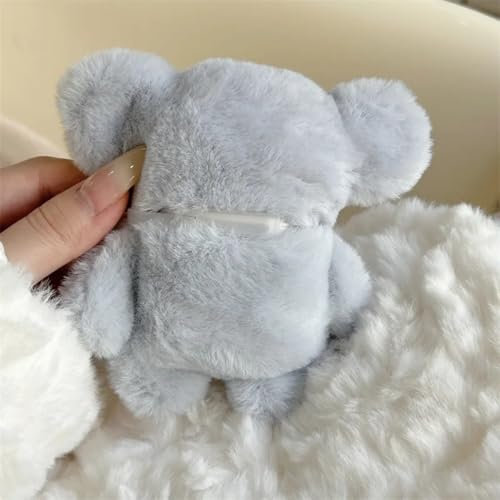 Allthingstore Flauschige Elefantenhülle für AirPods, Kopfhörer-Schutzhülle, niedlicher Plüsch-blauer Elefant für AirPods/Pro Generation kabellose Kopfhörer-Hülle (Pro 2)