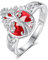 EUDORA Harmony Ball Anello con Albero della Vita in Rubino Creato, Argento Sterling 925 Unisex Banda Aperta Regolabile con Cristallo a Goccia, Gioiello Amuleto Regalo per la Mamma