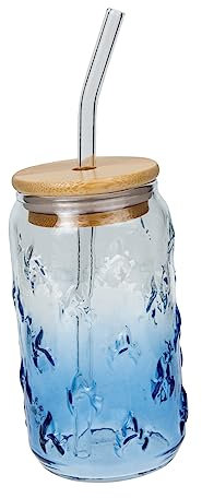 UTHCLO Tazza Di Forma Di Lattina Con Cannuccia Per Caffè e Bevande Con Coperchio Bamboo Per Uso Domestico e Scolastico