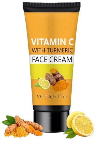 TUOSHITONG Gesichtspflege – Kurkuma-Gesichtscreme mit Vitamin C, langanhaltend feuchtigkeitsspendend und pflegend, straffend, straffende Haut, tägliche Kurkuma-Lotion für trockenes, raues Gesicht und