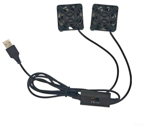 Ventilador dual de refrigeración USB de 40 mm, IP68 impermeable ventilador de disipación de calor de velocidad ajustable con parrilla de metal, para computadoras, portátiles, cajas de TV, enrutadores