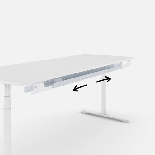 Actiforce Kabelwanne Stretch – Flexible und Universelle Kabelführung für Schreibtische, Einfache Montage, breitenverstellbar 104cm - 184cm, Weiß
