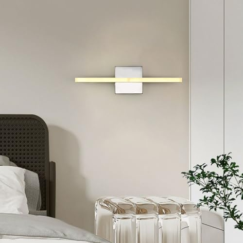 Luces de Pared Luces Espejo de baño LED Long Indoor Aluminio acrílico Simple Decorativo Simple para la Sala de Estar Corredor de Dormitorio (80 cm de luz Caliente de Plata)
