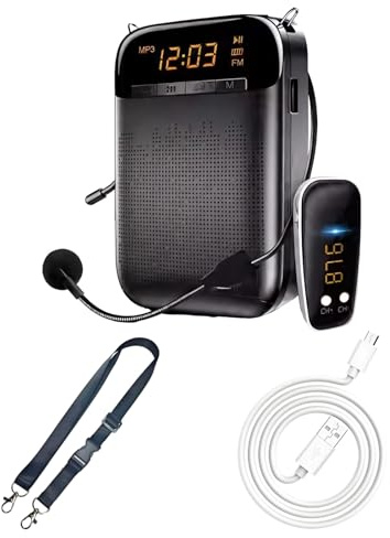 S588 Amplificateur de voix pour enseignants, microphone de classe sans fil et filaire, 5.0, batterie de 12 heures, couverture de 1000 m², design portable en noir et or