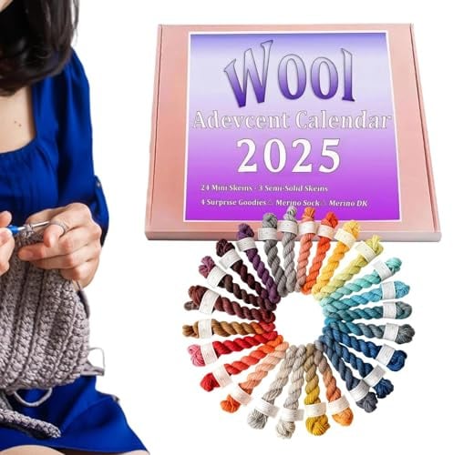 Adventskalender aus Strickgarn | 24 Tage Adventskalender aus weicher Wolle zum Stricken – kreative Projekte, festliches Häkelzubehör | für, Frauen, Mütter, Mädchen, Häkelnadeln